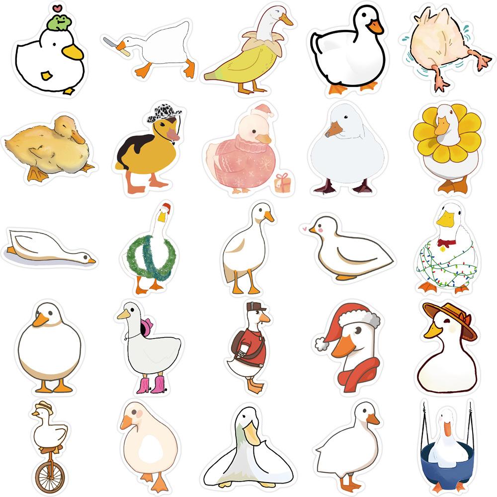 50 Cartoon Simple Drawing Duck Graffiti Stickers Decorate Guitar Notes Suitcase DIY Waterproof