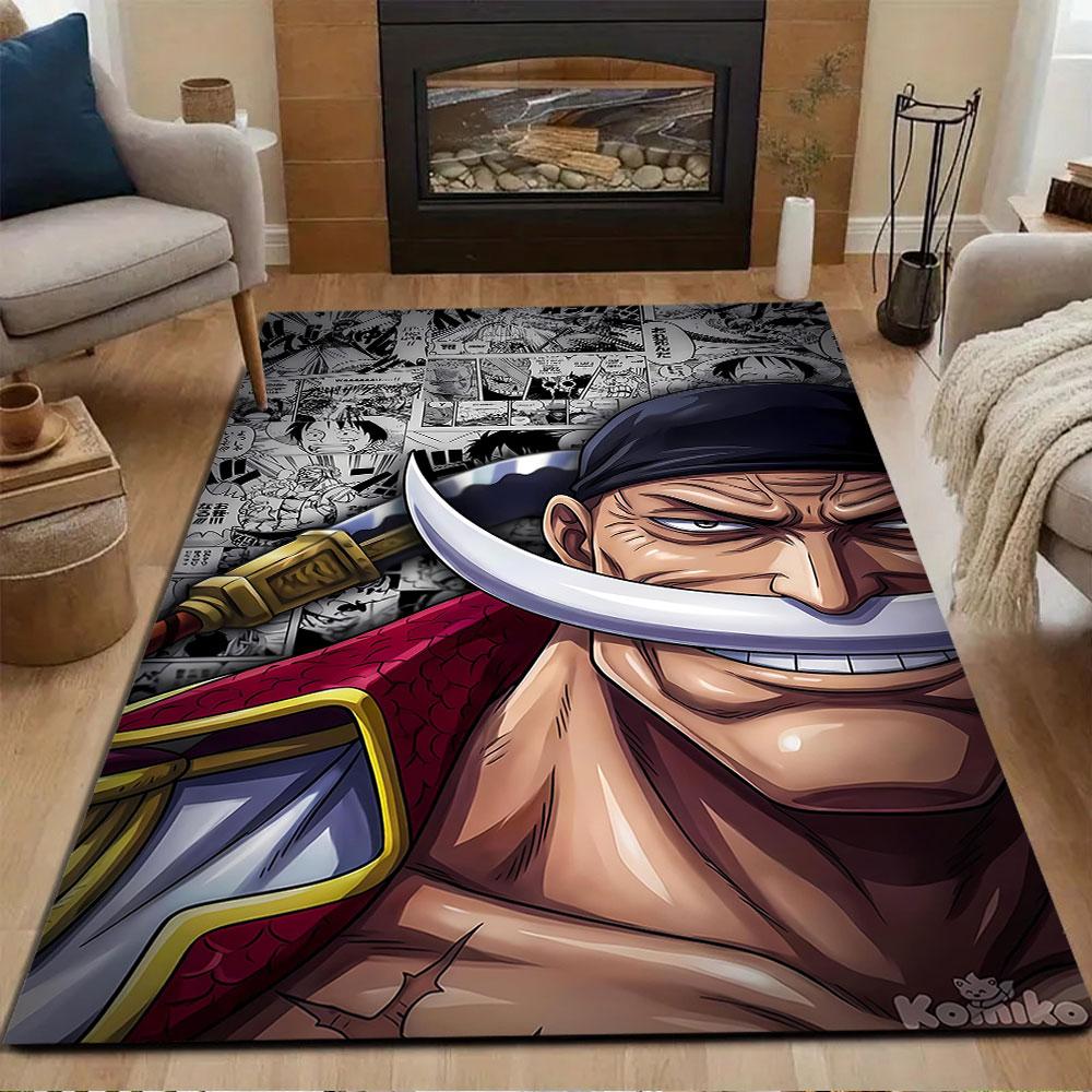 Pirate Warrior with Manga Background Patterned Carpet, Non Slip Mat Suitable for Living Room and Bedroom Sofas