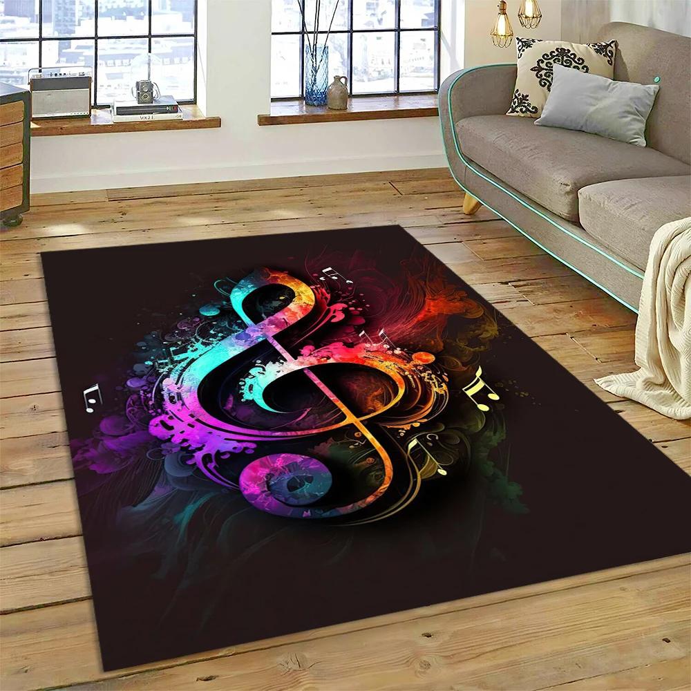 Nota musical colorida, partitura musical, desenho animado, tapete para casa, sala de estar, quarto, sofá, capacho, decoração, área infantil, tapete antiderrapante