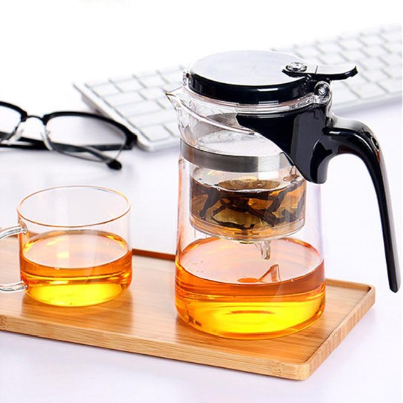 One Button Filter Convenient Teapot High Quality Heat Resistant Glass Teapots Indoor Office Puer Coffee Teaware with Strainer