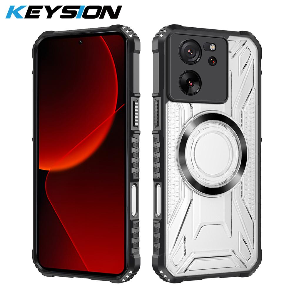 

KEYSION Transparent Magnetic Case for Xiaomi 13T 5G 13T Pro 5G Silicone+PC Heavy Duty Shockproof Phone Cover for Redmi K60 Ultra for Xiaomi 13T чорний