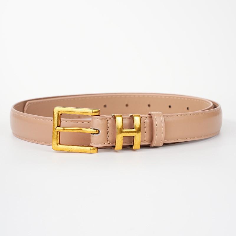 New Retro Alloy H Letter Buckle Belt for Women Ins Trendy Korean Version Simple Versatile Pin Buckle Thin Belt for Women