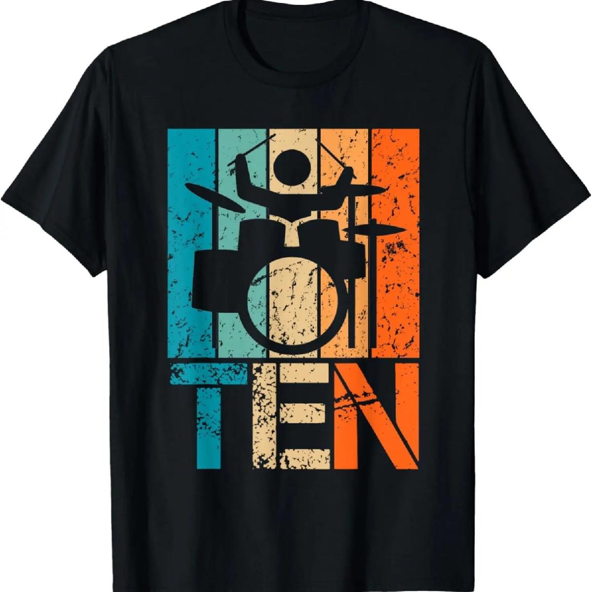 

10th Drums Birthday 10 Year Old 10yr Boys Birthday Drummer T-Shirt XXXXXL різнокольоровий
