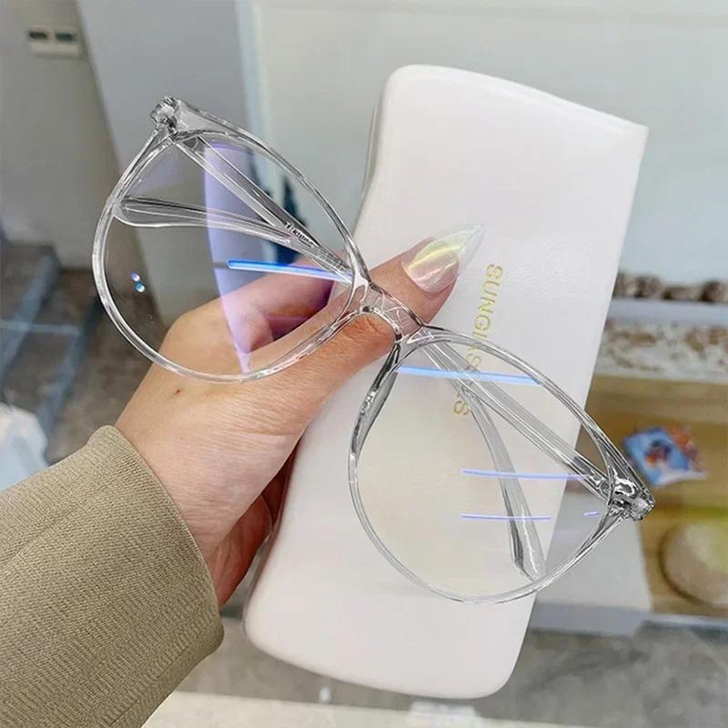 Transparent Computer Plano Glasses for Man Woman Anti Blue Light Clear Round Frame Eyewear Blocking Optical Spectacle Eyeglasses