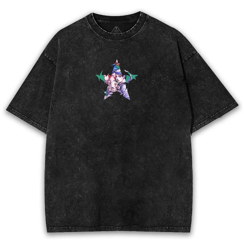 JoJo's Bizarre Adventure Anime T-Shirt Herren Damen Kleidung Jolyne Cujoh Gewaschenes Y2k T-Shirt Sommer Kurzarm Baumwoll-T-Shirts Tops