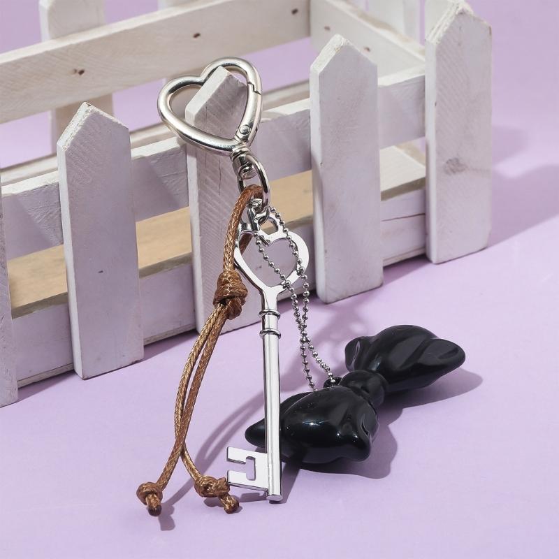 Aesthetic Keychain Charms,Heart Bows Bag Charm Pendant Sweet Heart Bows Keychains Charms Hanging Ornament for Womens