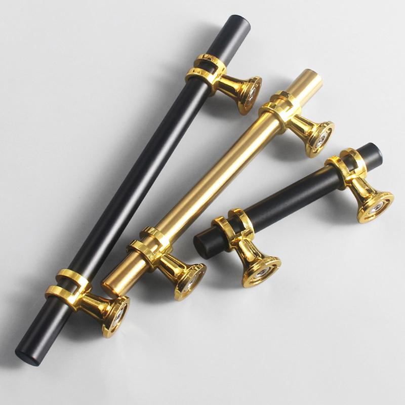 Modern Black Gold Cabinet Handles - Solid Drawer Knobs For Kitchen Furniture With Zinc Alloy Material