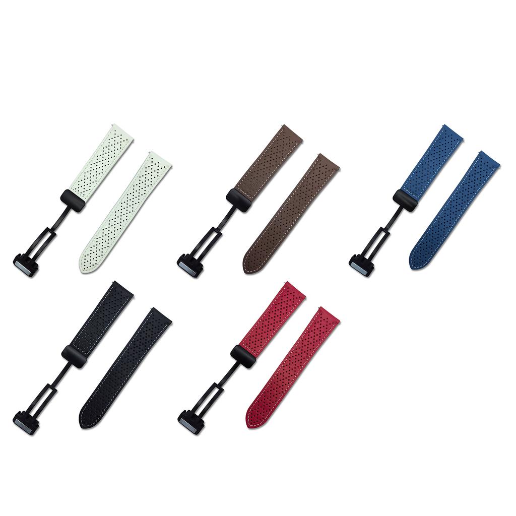 20mm Replacement Strap for Samsung Galaxy Watch7 44mm/40mm Magnetic Buckle Genuine Leather Watch Band with Multi Hole