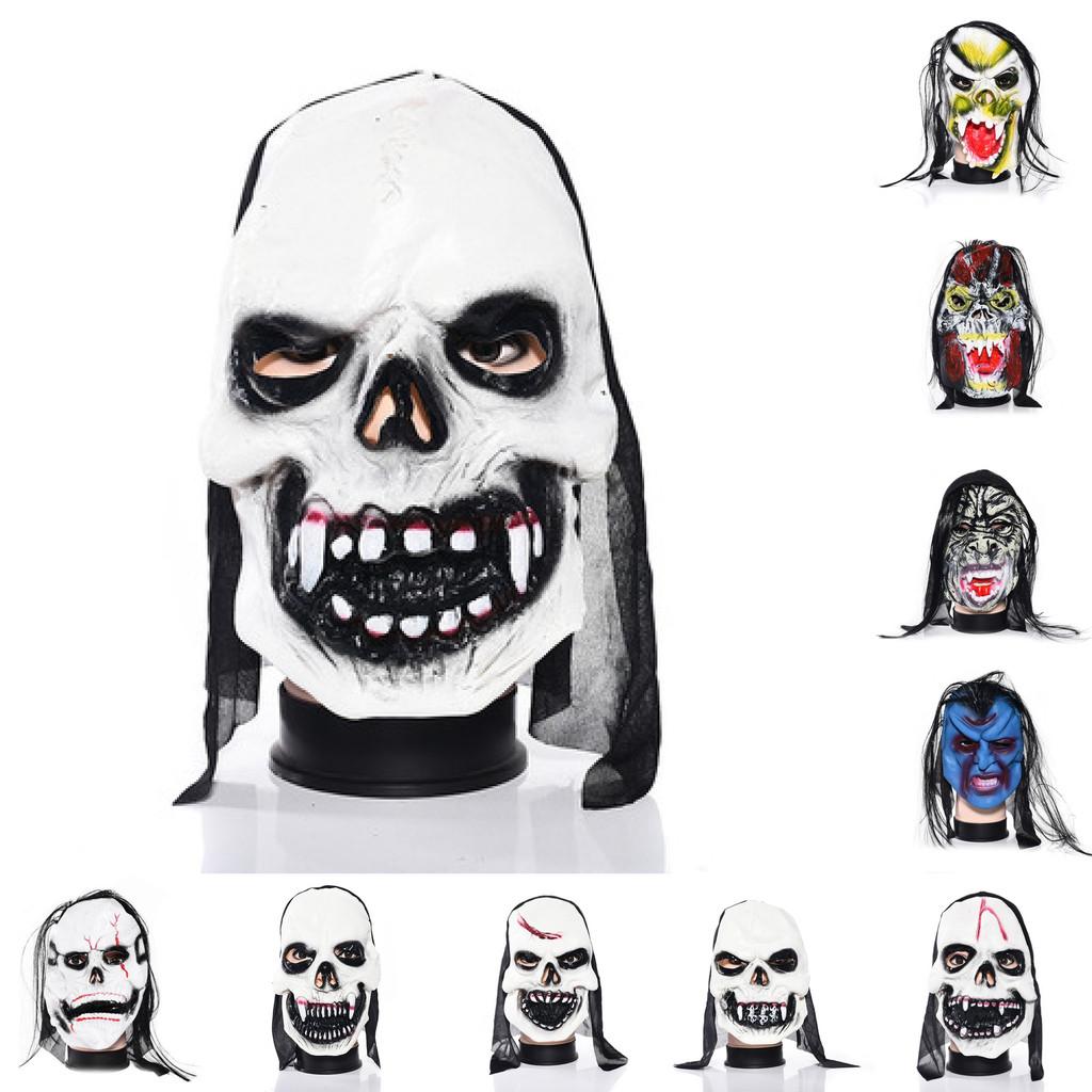Horror Skeleton Ghost Mask Headwear Halloween Masquerade Costume Latex Props