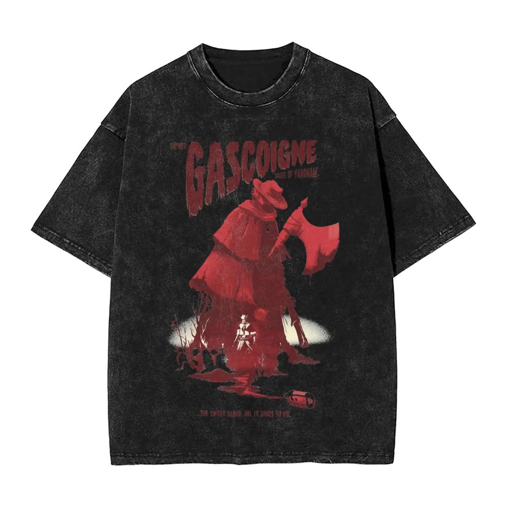 Hot Game Peripherals Bloodborne Darks Souls Graphic Print TShirt Streetwear Vintage Washed Cotton Top Oversized Summer New Tees