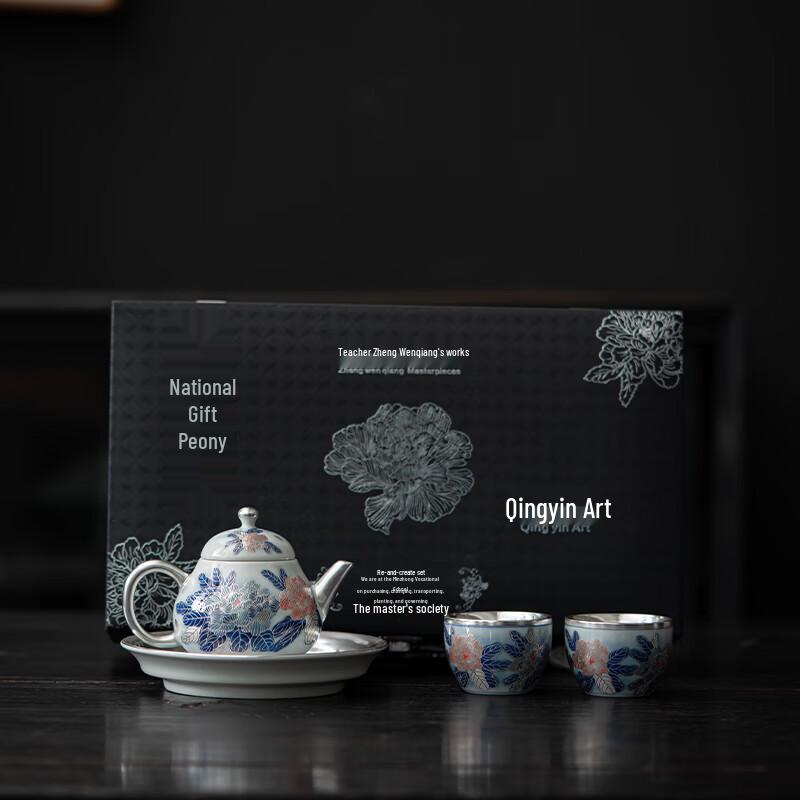 

Su s Gilded Silver Peony Ceramic Tea Set
