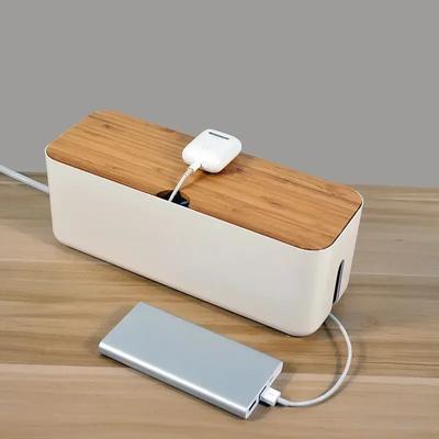 Cable Storage Box Power Strip Wire Rectangular Case Dustproof Charger Socket Organizer Network Line Storage Bin Desk Management