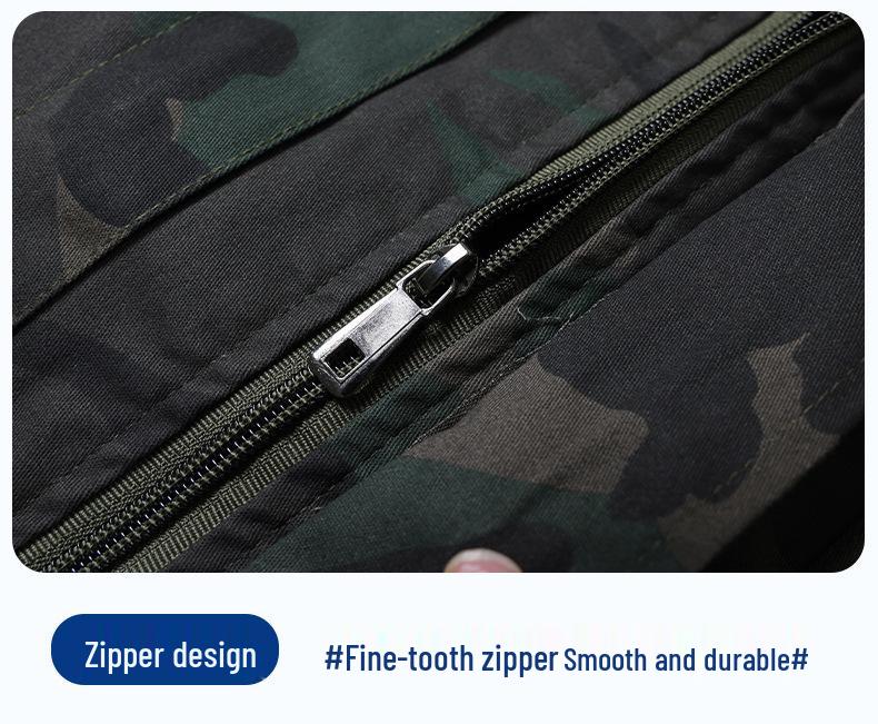 Unisex Elastic Workwear Set, Camouflage, Cotton Thread, Ideal for Welding, Auto Repair, Anti-Scald, Wear-Resistant, Labor Protective.