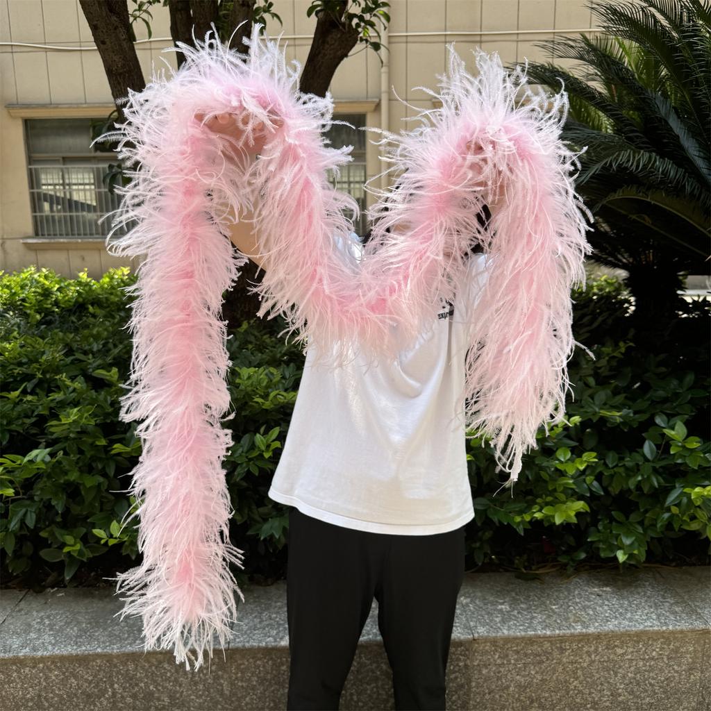 DIY 8 Ply Ostrich Feather Boas 4M for Craft Party Shawl Wedding Drees Clothes Carnival Stage Decor Fluffy Ostrich Plumes Scarf Trim