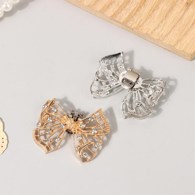 1Pc Shiny Hollow Rhinestone Bow Shoe Buckle Fashion Bowknot Shoes Decoration Shoe Clip Wedding Bride Shoes Accessories