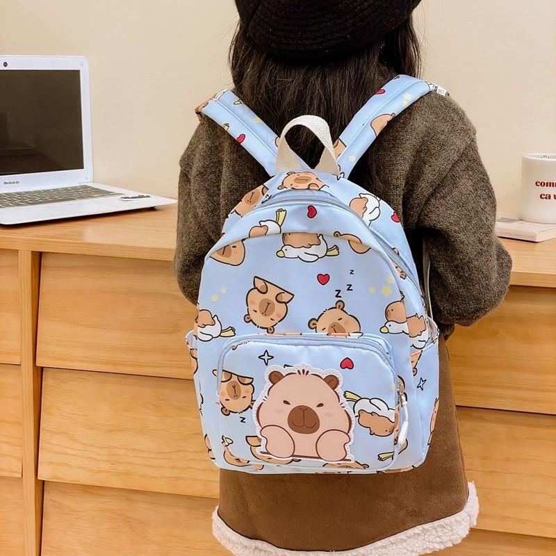 Capybara Childrens Trendy Backpack Stylish Nylon School Bag For Boys And Girls