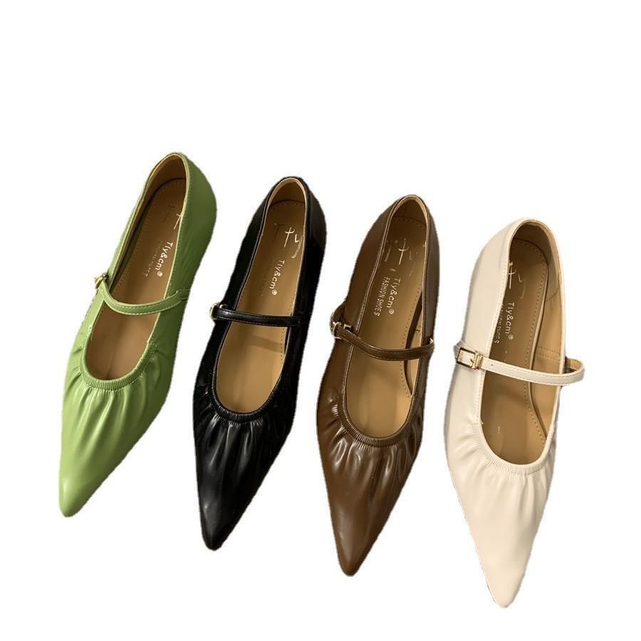 Pointed Mary Jane Shoes Women's Shoes Spring and Autumn 2025 New Thick Heel Shallow Mouth Word with French Evening Wind Single Shoes