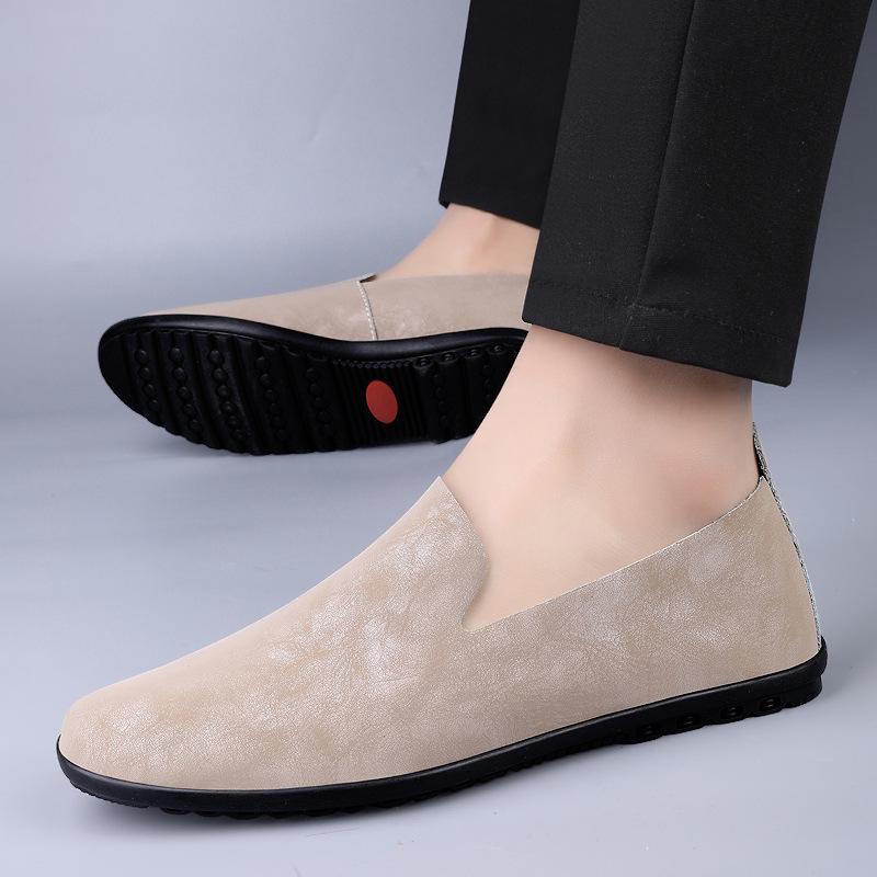 Bean Bean Men's Cowhide Slip-On Casual Leather Shoes