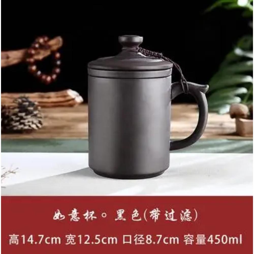 

Исин - Мужская чашка для чая из фиолетового песка большой емкости с крышкой, Чайный набор, Офис, Керамика, Бытовая, Личная чашка для воды, Ручная работа