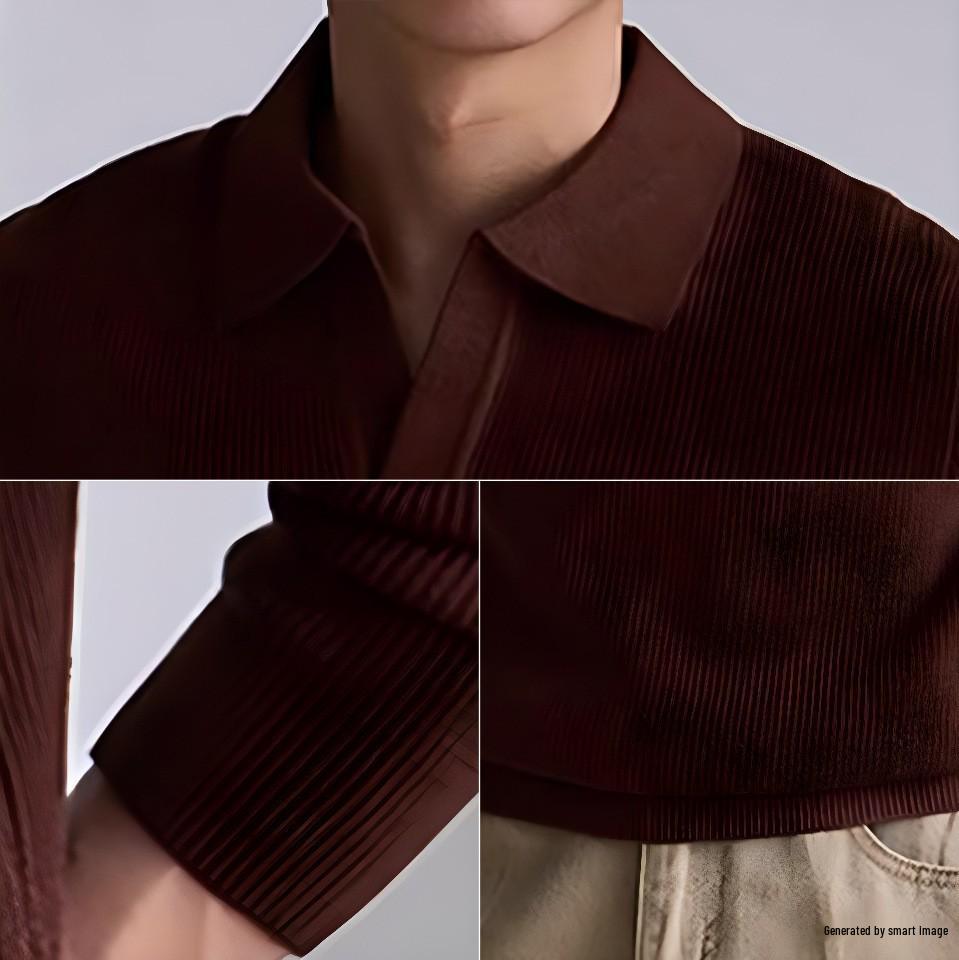 Men's Heavyweight V-Neck Knit Pullover Sweater - Autumn/Winter Warm Long Sleeve Polo Outerwear