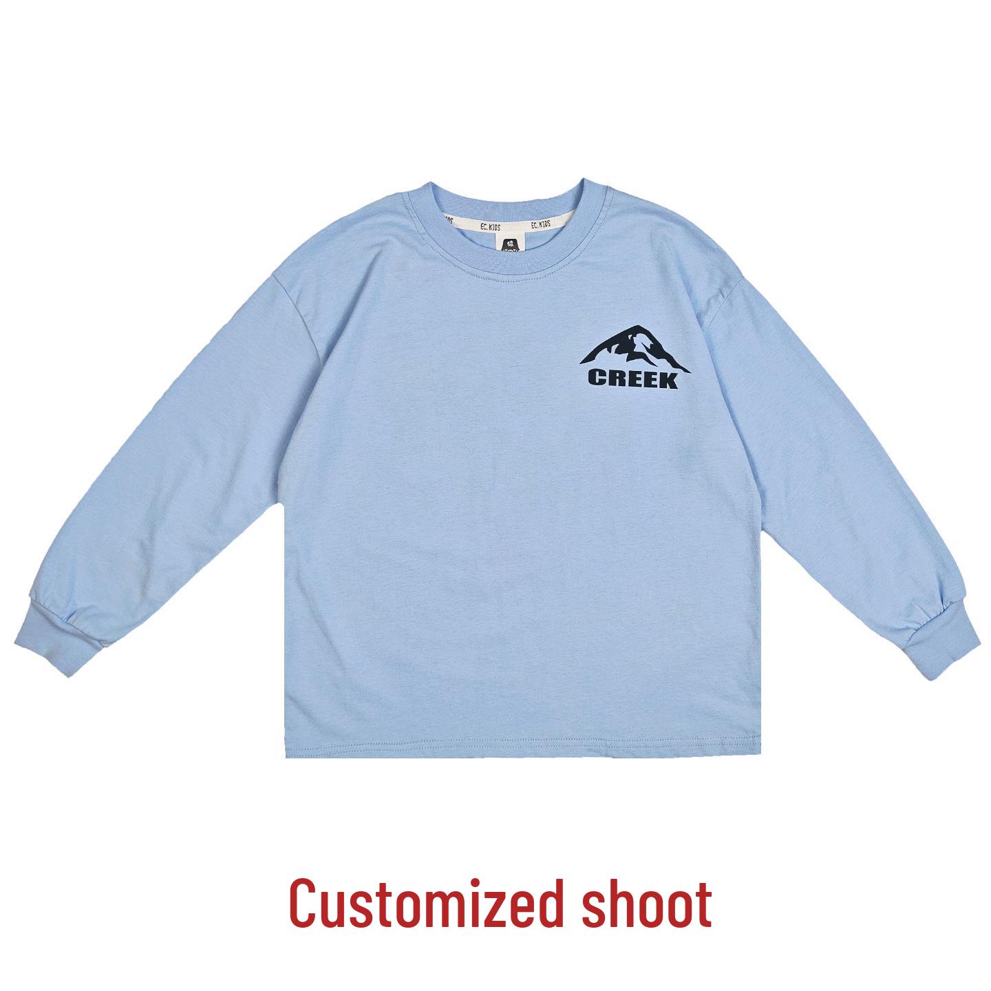 

Детская футболка с длинным рукавом из чистого хлопка в японском стиле, тема горного кемпинга, коллекция осень 2025. 130 cm королевский синий