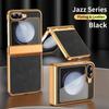 Light Luxury Leather Folding Phone Case for Samsung Galaxy Z Flip 7 Fe 6 5 4 3 Hinges Protect The Classic Shockproof Shell
