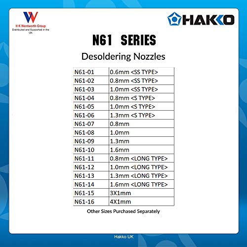 Hakko Desoldering Nozzle /1.3mm Long N61-13 (for F