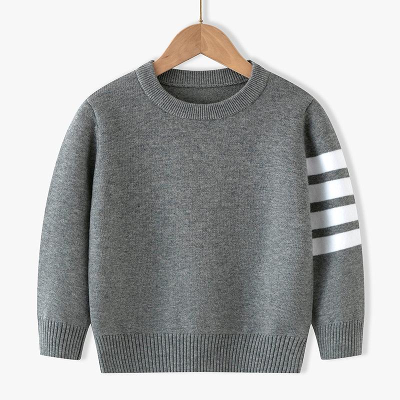 Pure cotton children's sweater boys and girls baby British college style round neck spring and autumn single-layer bottomed knitted sweater