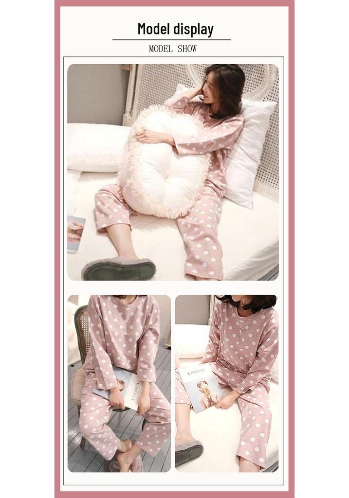 Women's Spring Autumn Long Sleeve Cute Pajama Set - Thin Casual Petite Homewear