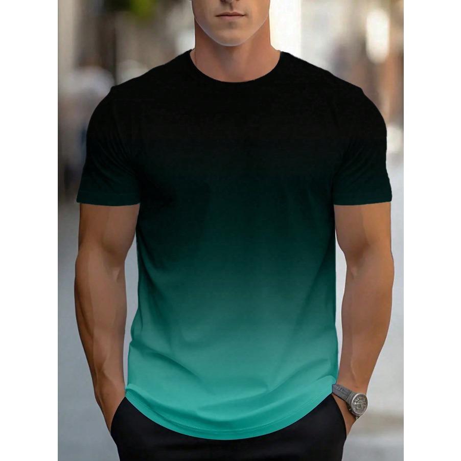 Men Fashion Short Sleeve 3d Print T Shirt Round Neck Summer Plus Size Tees