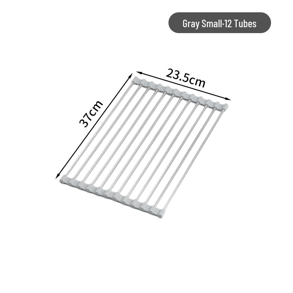 Black Stainless Steel Foldable Drain Rack for Kitchen Sink