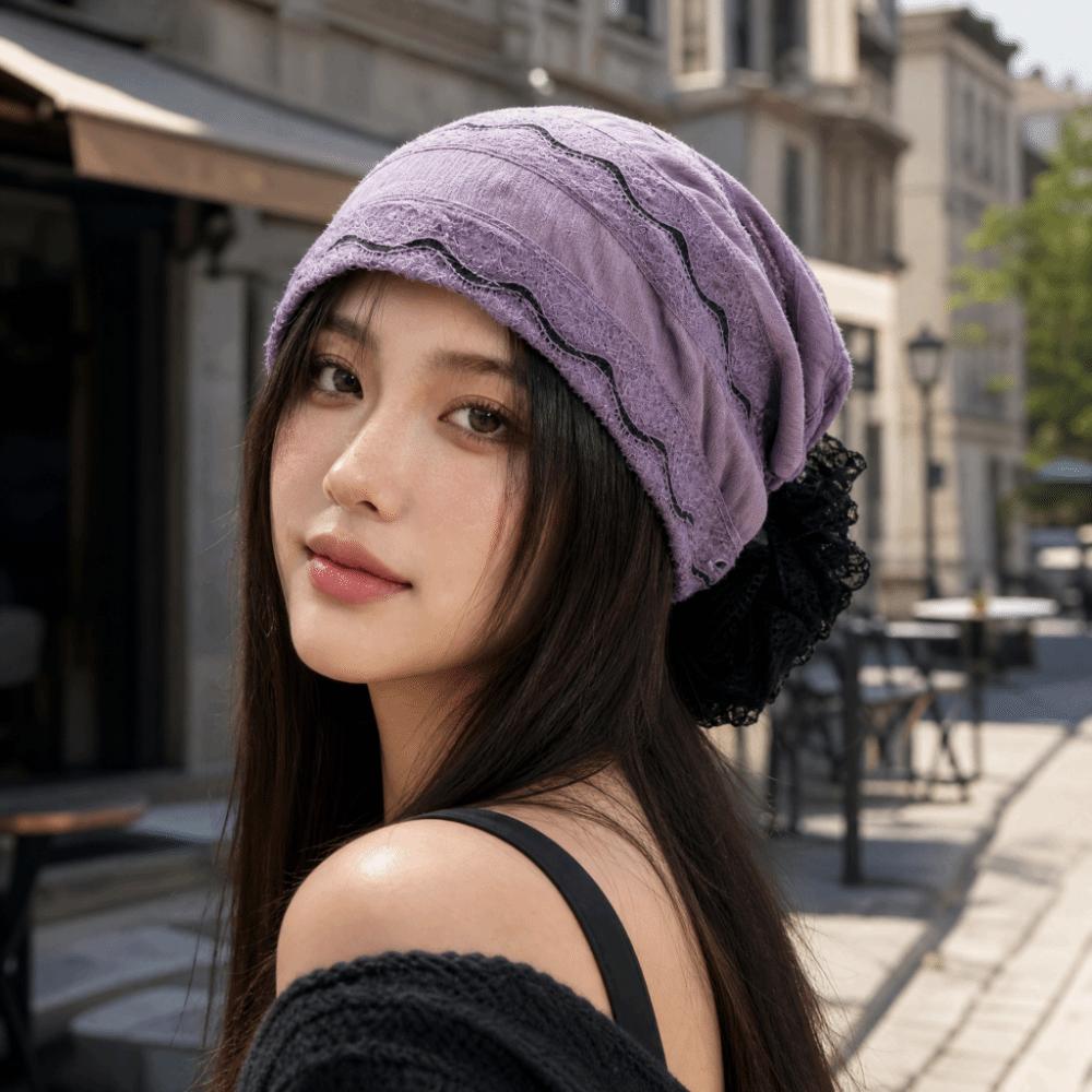 Elastic Head Wraps Hat Embroidery Cancer Chemo Hat Soft Flower Lace Turban Caps Women