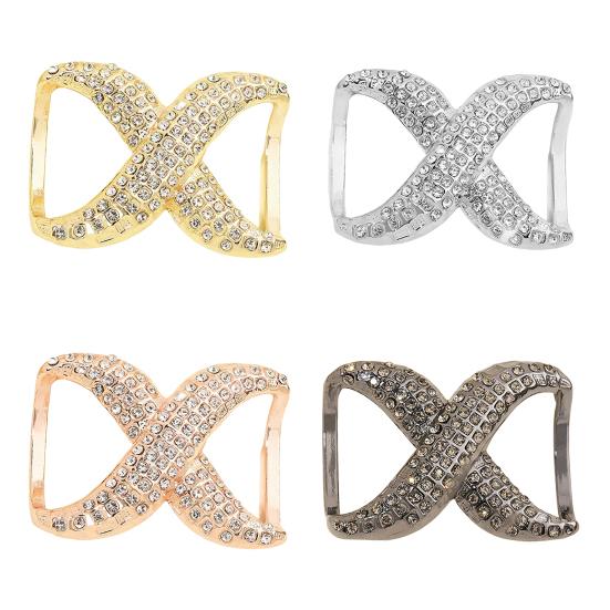 Scarf Rings for Women X Shaped Scarf Buckle Rhinestone Shawl Slide Pin Clip