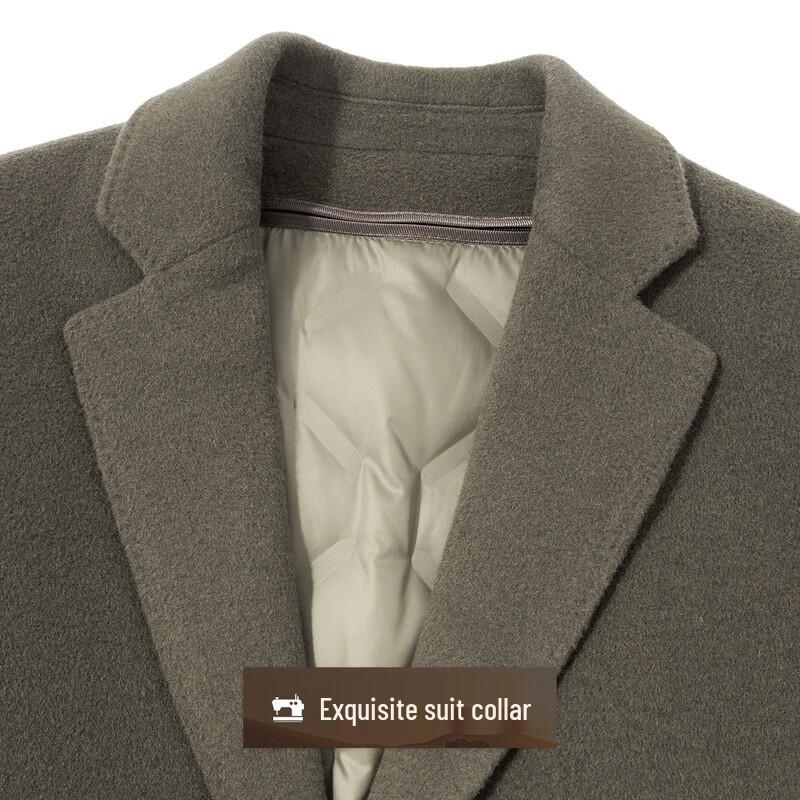 Men's Wool Blend Down Suit Collar Mid-Length Coat