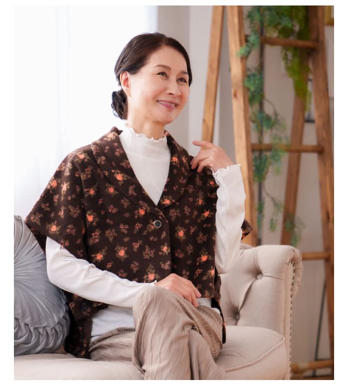 Mon Cardigan Enveloppe d'Épaule en Polaire pour et Personnes Âgées [KISS LIFE] Femmes, Grands-mères, Personnes Âgées, (marron) (kml110106a)