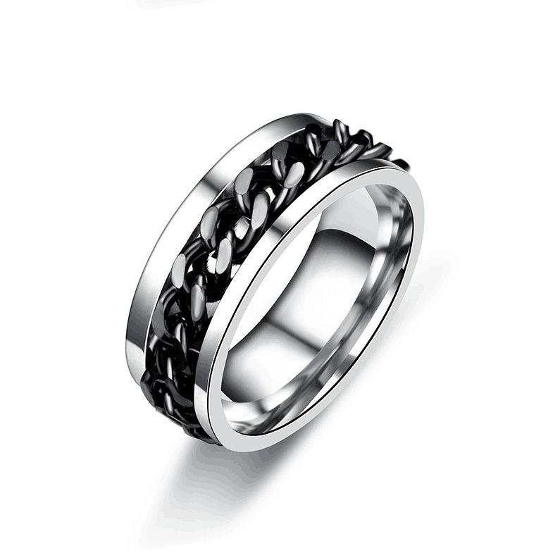 Trendy Titanium Steel Rotatable Chain Ring for Men - Hip Hop Couple Style Jewelry