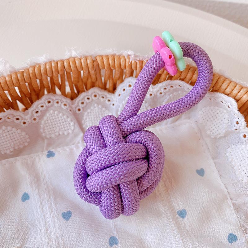 Women's Car Keychain Knotted Rope Floral Design Non-Slip Lightweight Bag Charm Portable Key Decor for Travel Commute Use
