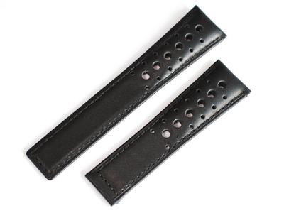 King Watch Parts Kompatybilny z Tag Heuer Monaco Klamra D Zewnętrzny Produkt Pasek ze Skóry Bydlęcej Perforowany Typ 1 Czarny [Import Oryginalny] 22/18mm