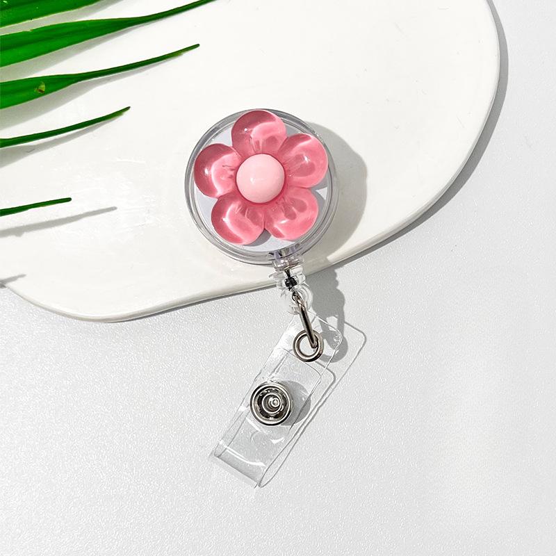 Søt Gjennomsiktig Blomstrete ID-kortholder med Uttrekkbar Snelle for Kvinner, Uttrekkbar ID-kortholder for Arbeidere, Leger, Sykepleiere, ID-kortholder med Klemme