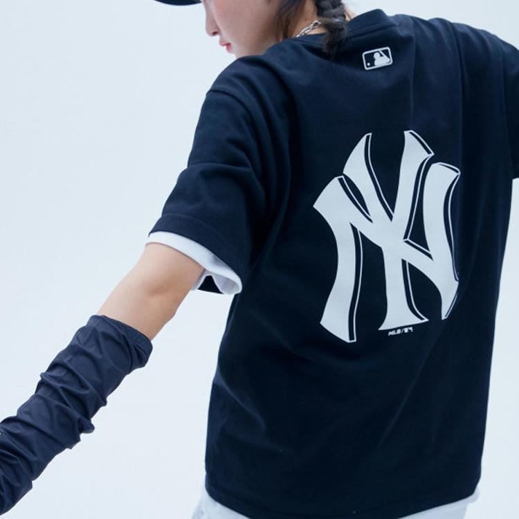 New MLB Set in Sleeve T Shirt Unisex Black 31TS03131-50L