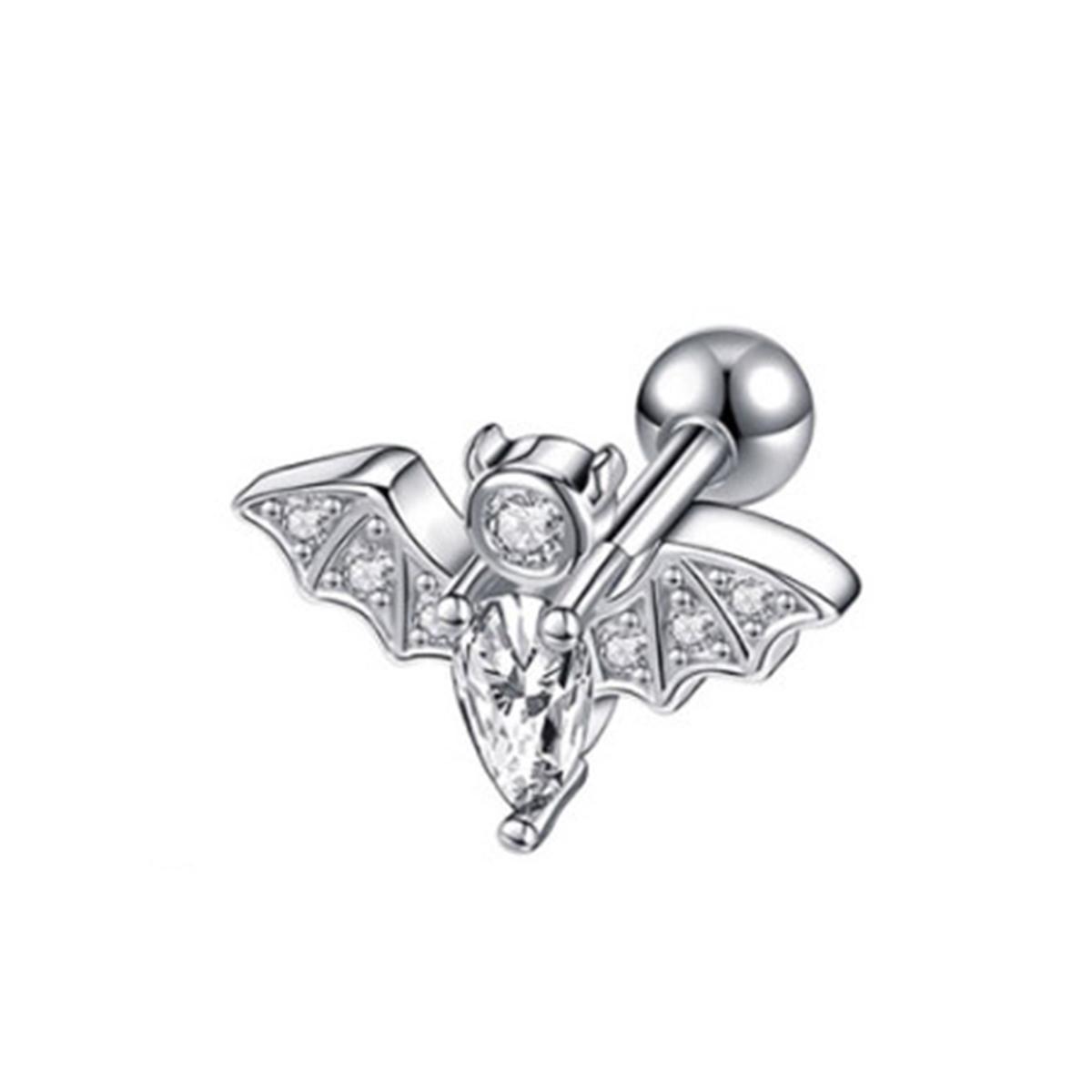 

1PC Devil Septum Ring for Halloween Party Stainelss Steel Angle Studs Earring Zircon Crystal Bat Lip Labret Piericngs