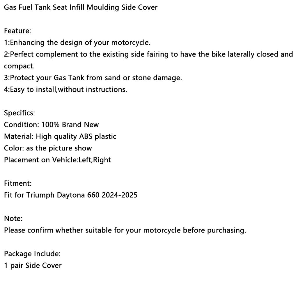 Gas Fuel Tank Seat Infill Moulding Side Cover For Daytona 660 2024-2025