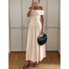 European and American Pure Desire Sexy One-word Shoulder Off the Shoulder Simple Fashion Elegant Waist Thin Dress Women