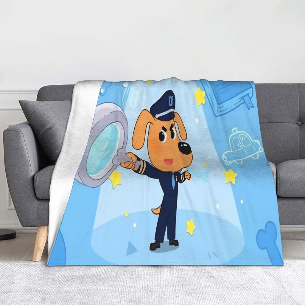 Coperta Sheriffo Cane Labrador Pile Cartone Animato Calda Plaid per Biancheria da Letto Divano Tappeto da Letto