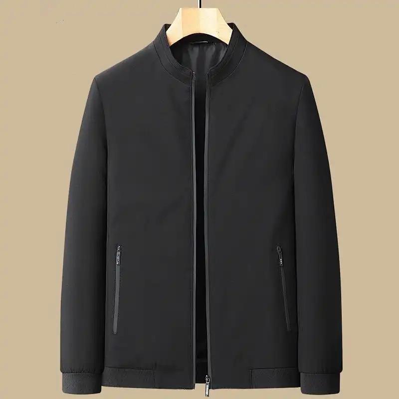 New Coats Middle-aged Elderly Spring Autumn Jackets Men's Business Casual Thin Stand-up Collar Tops