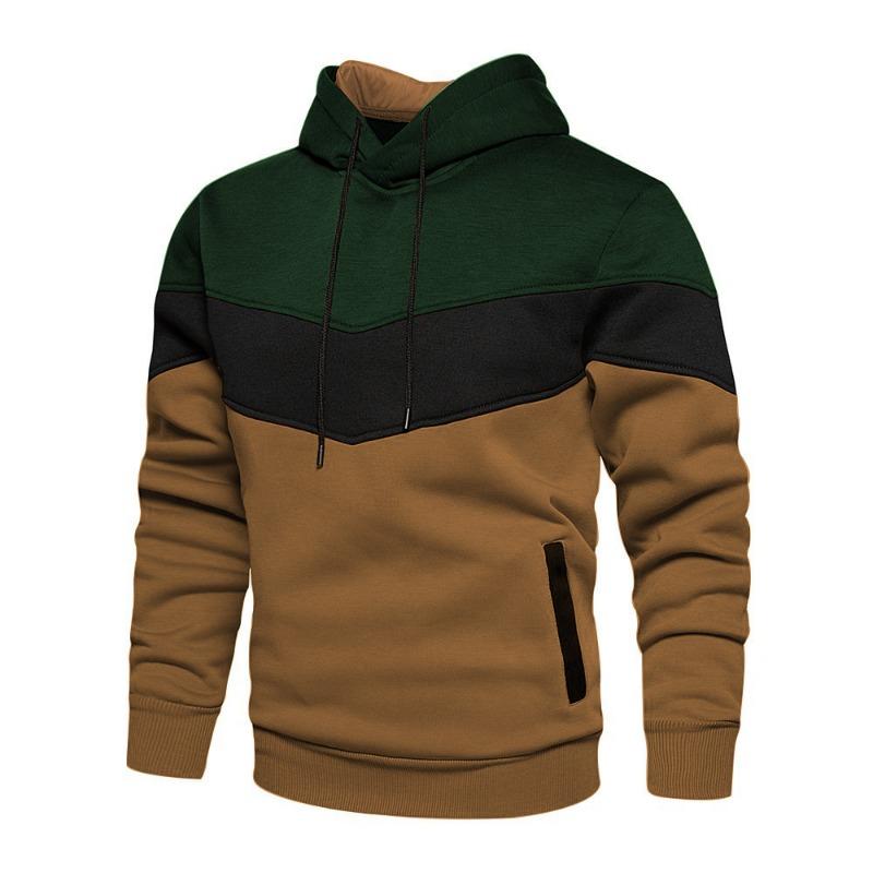 Autumn-style Color-blocked Loose-fitting Casual Pullover Hoodie with Side Seam Pockets for Young People