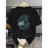European Sizes Men's Spring/Summer Casual Versatile T-Shirt with Crow Line Art Creative Print, Hardcore Streetwear Top