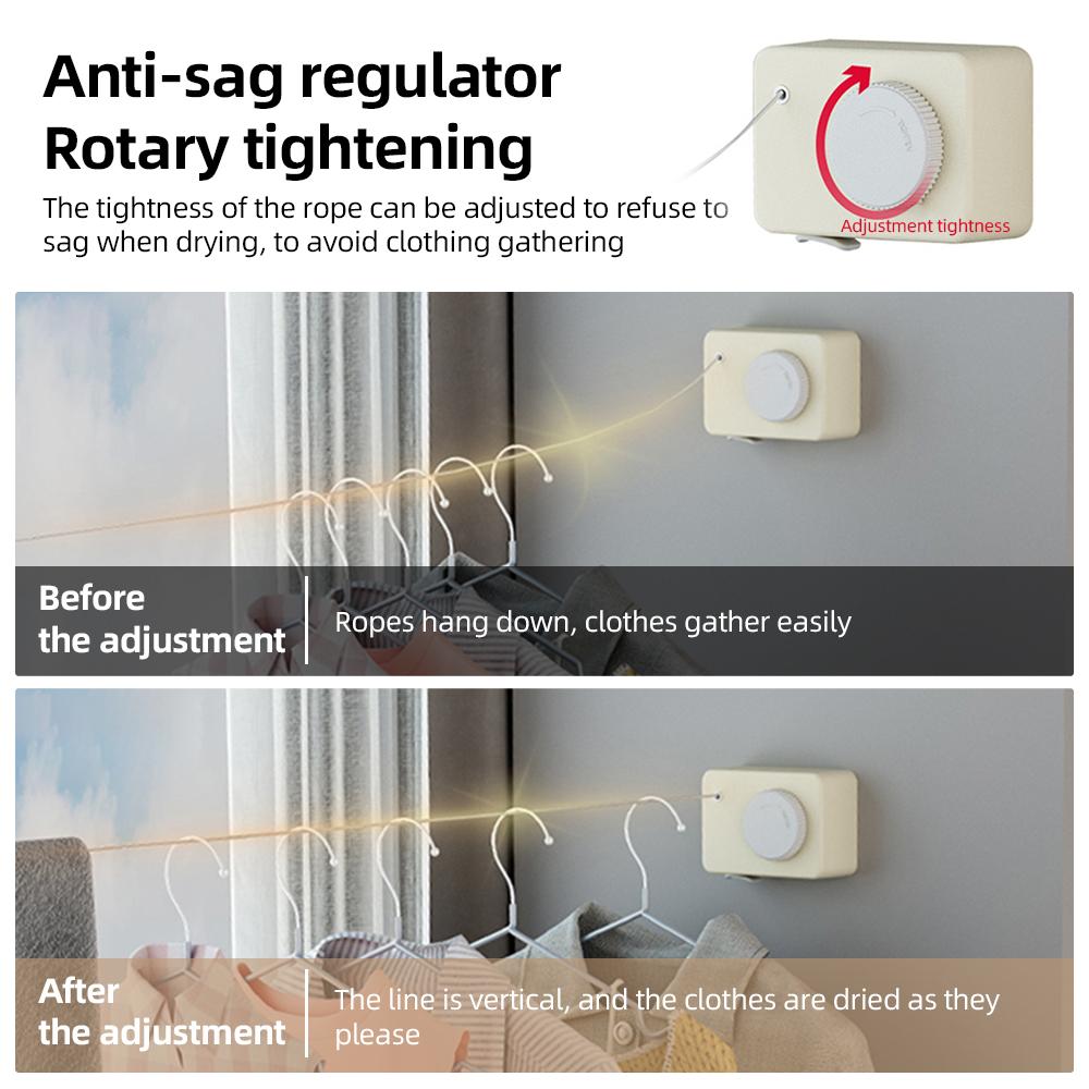 Hidden Retractable Clothesline Outdoor Indoor 14 Feet Stainless Steel Clothesline Rope Heavy Duty Steel Wall Mount Drying Rack