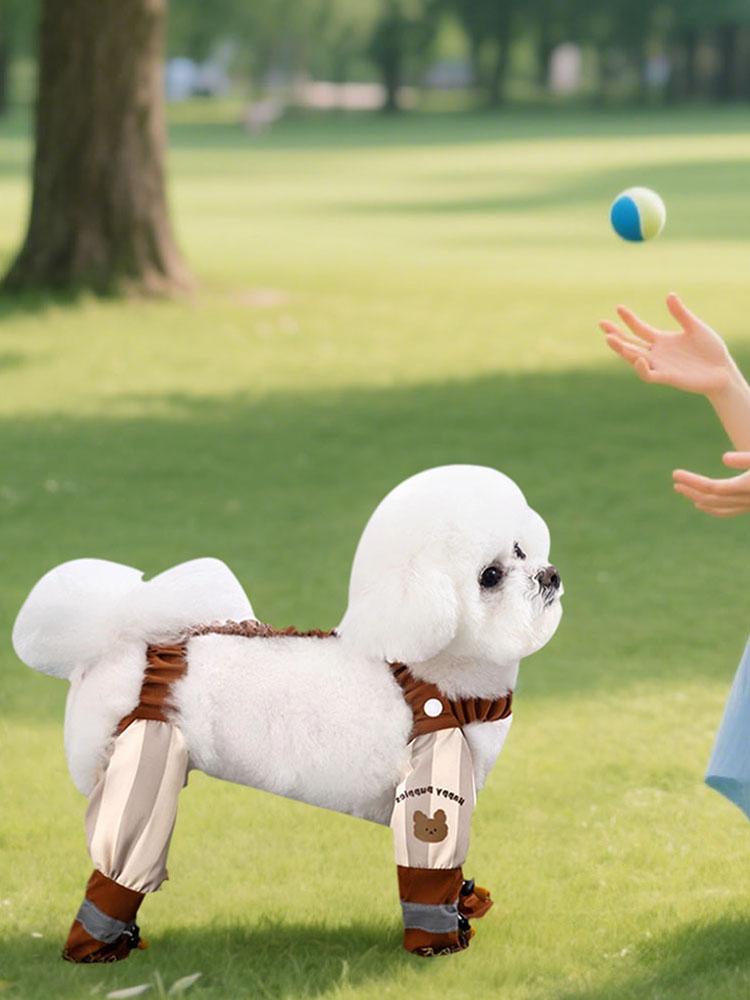 Schmutzabweisende Hunde-Hosenträgerstiefel mit Hosenträgern, rutschfesten, verstellbaren Riemen, staubdichte Haustierhosen für kleine bis mittelgroße Hunde