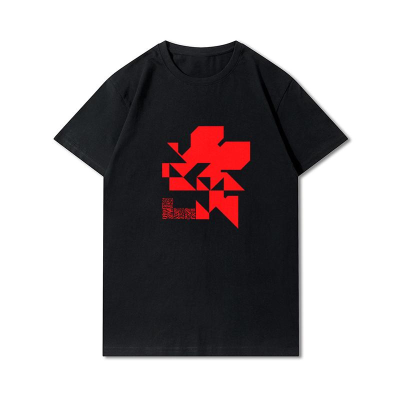 Pánská trička s potiskem Evangelion nadměrných velikostí Bavlněné topy Letní Anime Neformální Černá trička